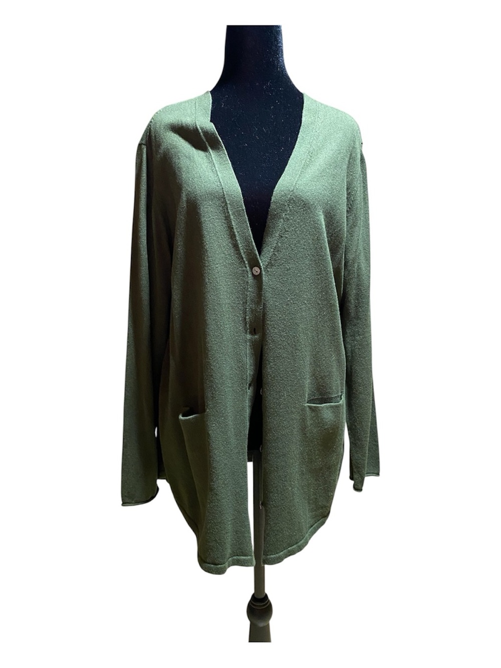 J. Jill Olive Green Button Front Cardigan